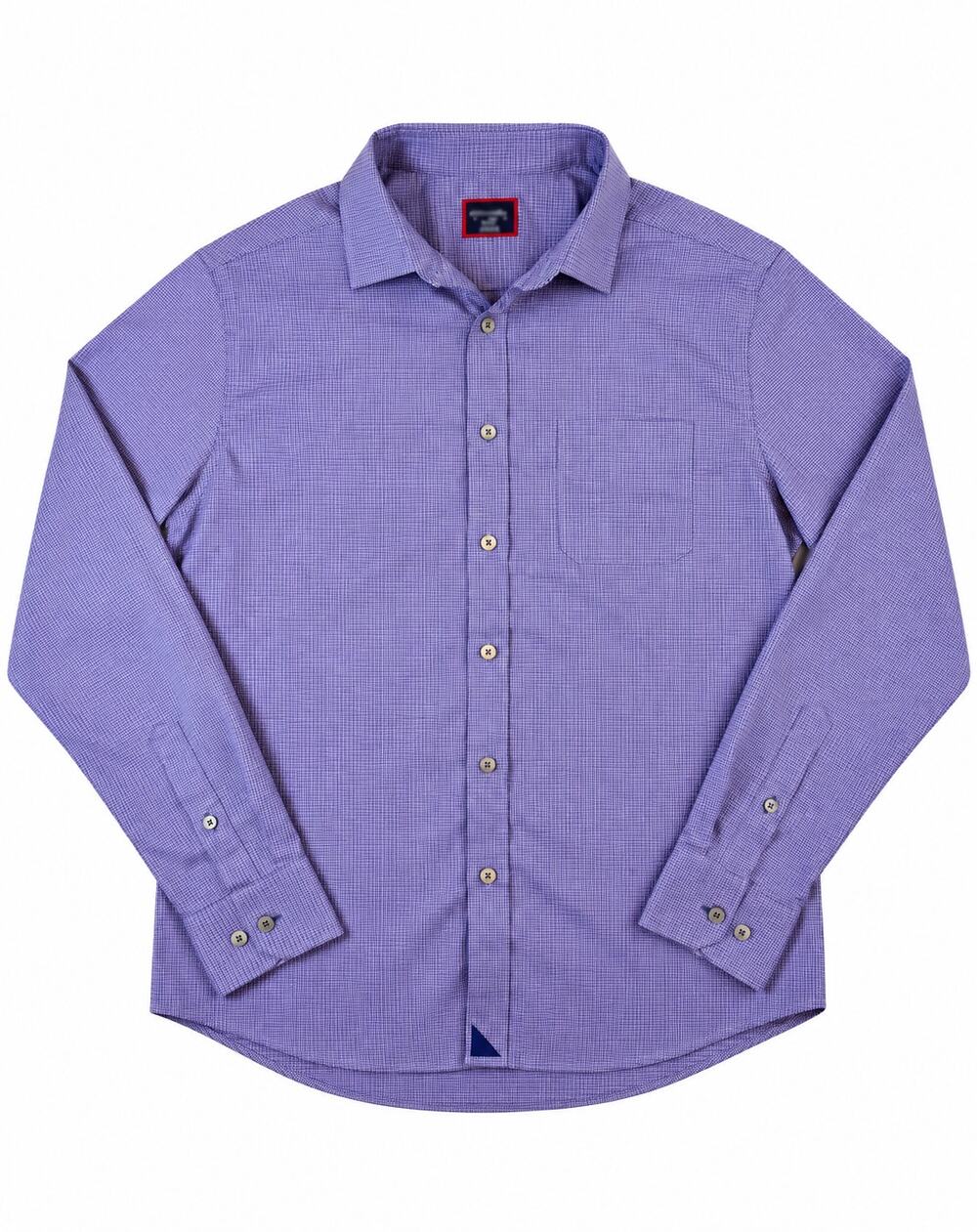 UNTUCKit Symington Slim Fit Blue Red Micro Check Long Sleeve Shirt L